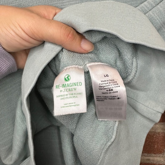 J.Crew Vintage Fleece Sweatshirt Women's Size Large Pullover Blue Green - Picture 5 of 12
